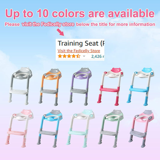 Toddlers Potty Training Toilet Seat Boys Girls, Kids Potty Training Seat Step Stool Ladder,Fedicelly Potty Chair (Gray/White)