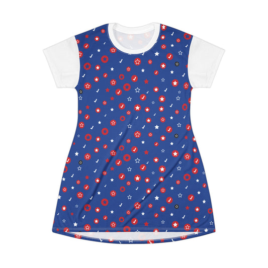 Blue Speckled T-Shirt Dress (AOP)