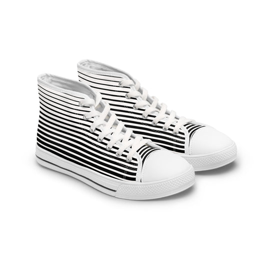 Black/White print Design, Women's High Top Sneakers