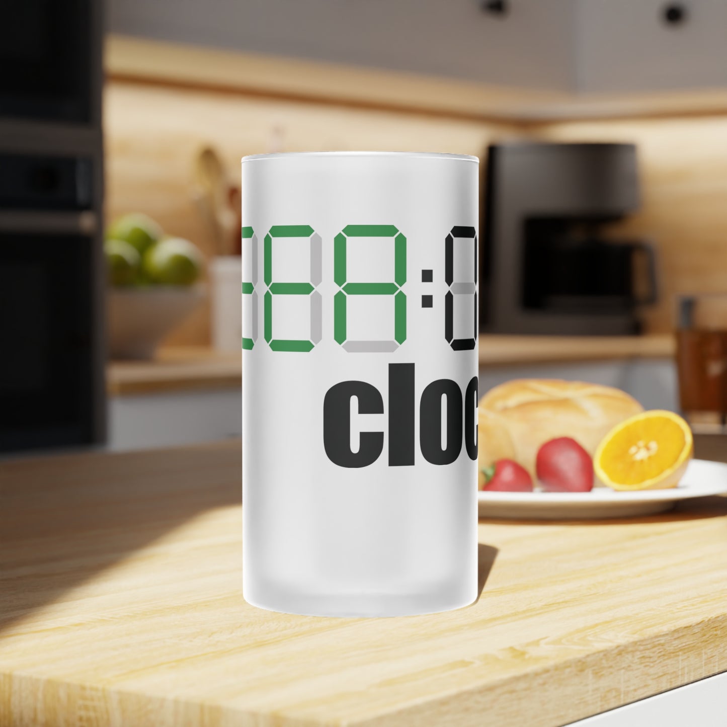 BEER CLOCK Frosted Glass Beer Mug
