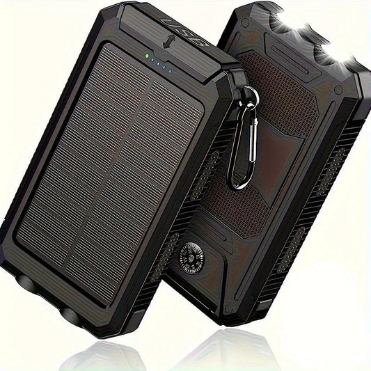 Portable Solar Power Bank, 1 Count 8000Mah Solar Charger with Double Bright LED Flashlight, Multifunction Power Banks for Outdoor Camping