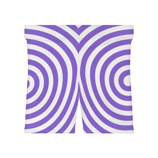 Purple Spiral/White Base, Women's Biker Shorts (AOP)