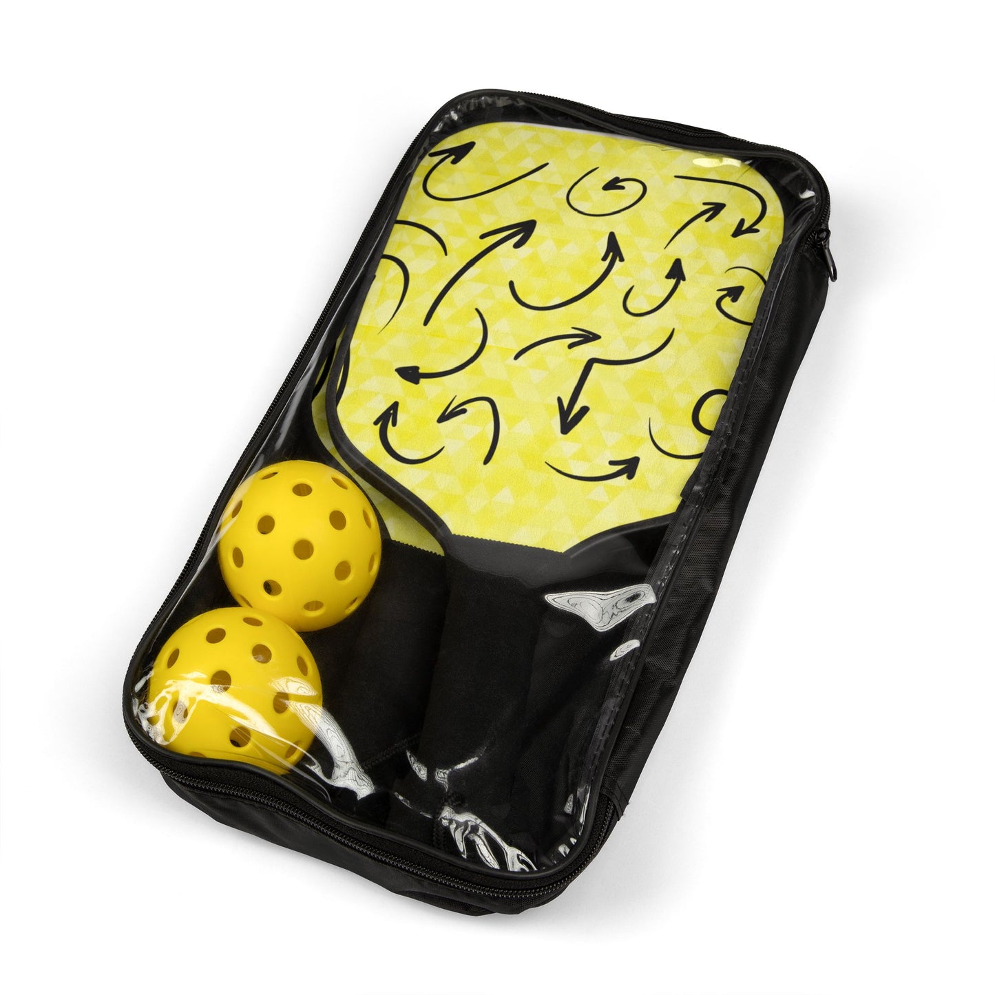 Pickleball Paddle Set – Yellow Swirl Design Kit (2 Paddles + 2 Balls)