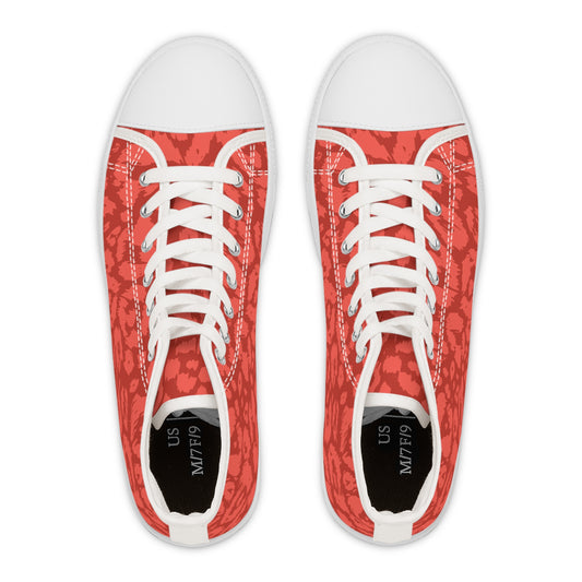 Red Colored Leopard print Design, Women's High Top Sneakers