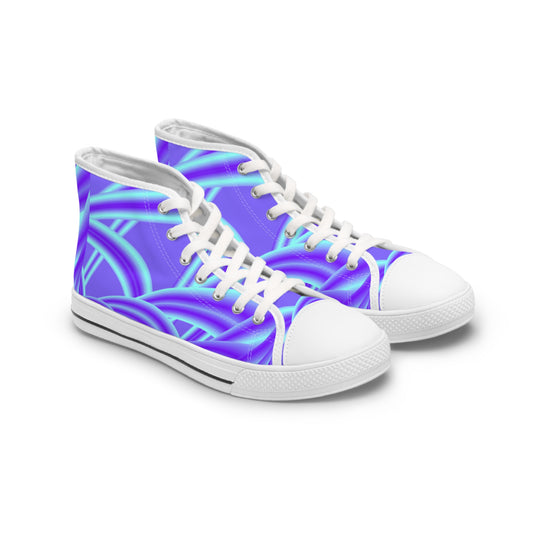 Tube lighting (Blue) print Design, Women's High Top Sneakers