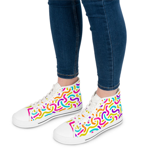 Colorful Noddle's Design, Women's High Top Sneakers