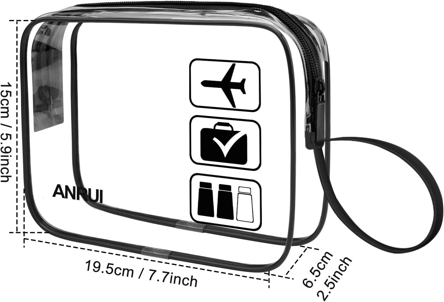 ANRUI TSA Approved Toiletry Bag, 3-PACK Same Size Clear Toiletry Bag with Handle