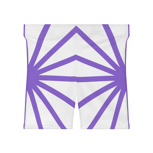 Purple Sunrays/White Base, Women's Biker Shorts (AOP)