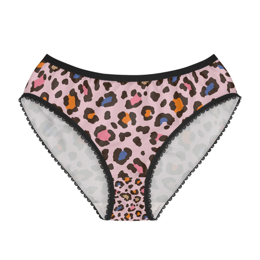 Pink Leopard Print Women's Briefs — Cute Animal Print Bikini Panties