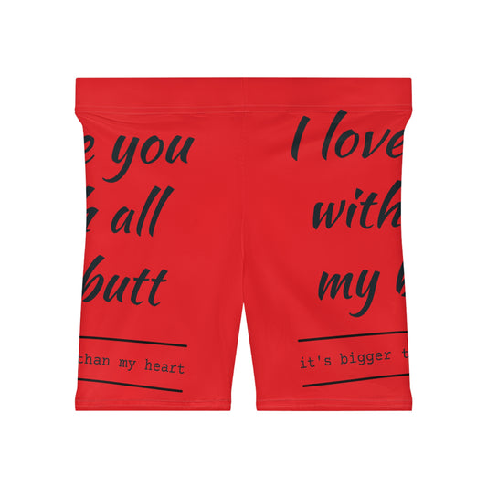 Copy of Funny Love/White Base, Women's Biker Shorts (AOP)