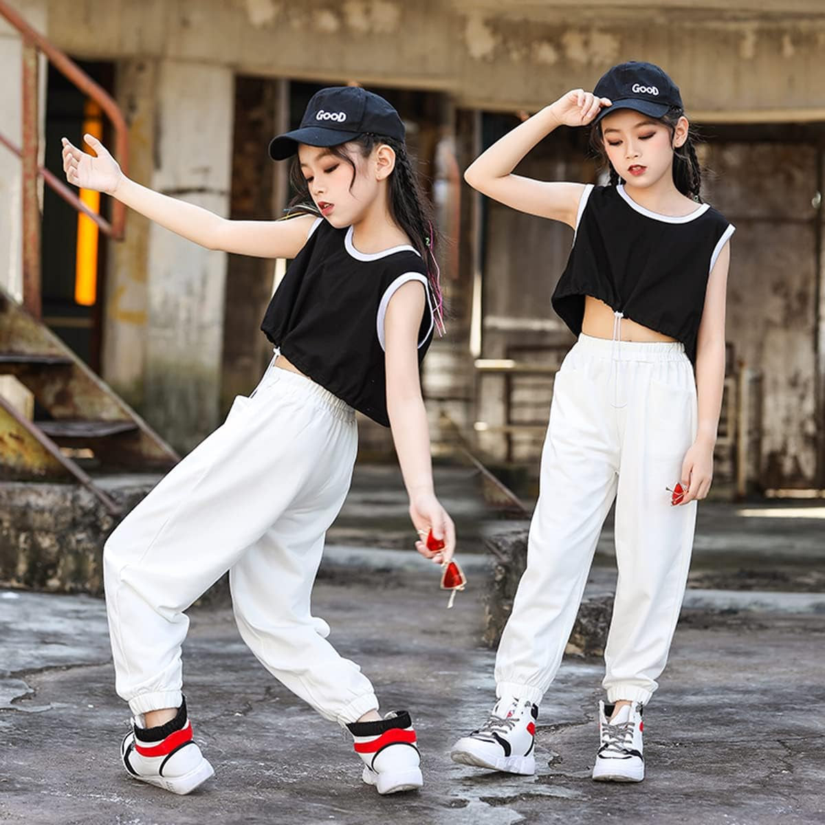 Rolanko Girls' Jogger Pants Active Kids Sweatpants with Pocket Hip Hop Streetwear Trousers 4-14 Years