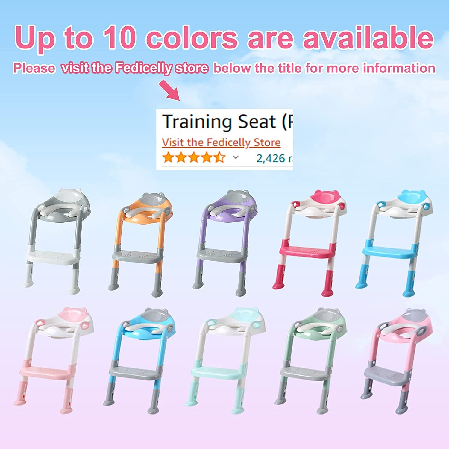 Toddlers Potty Training Toilet Seat Boys Girls, Kids Potty Training Seat Step Stool Ladder,Fedicelly Potty Chair (Gray/White)