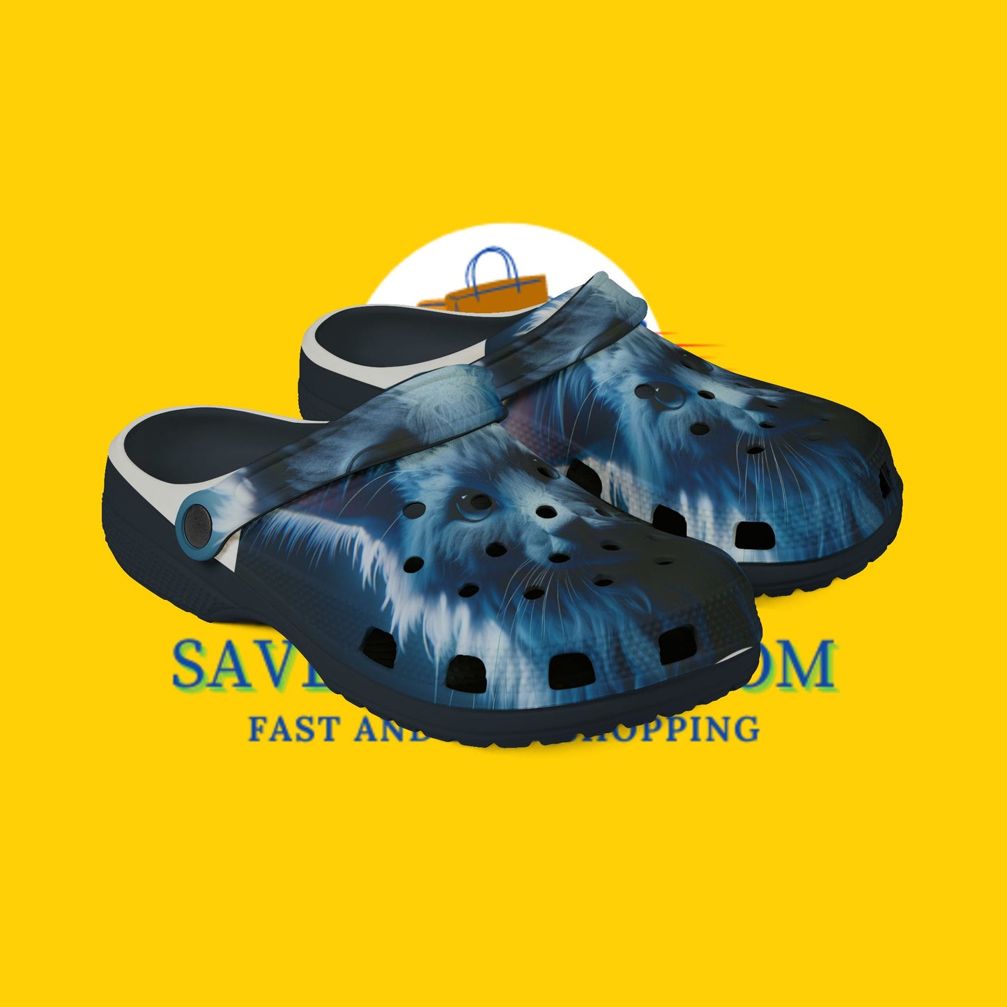 Kitty Print (Blue), EVA Foam Rubber Shoes (AOP)