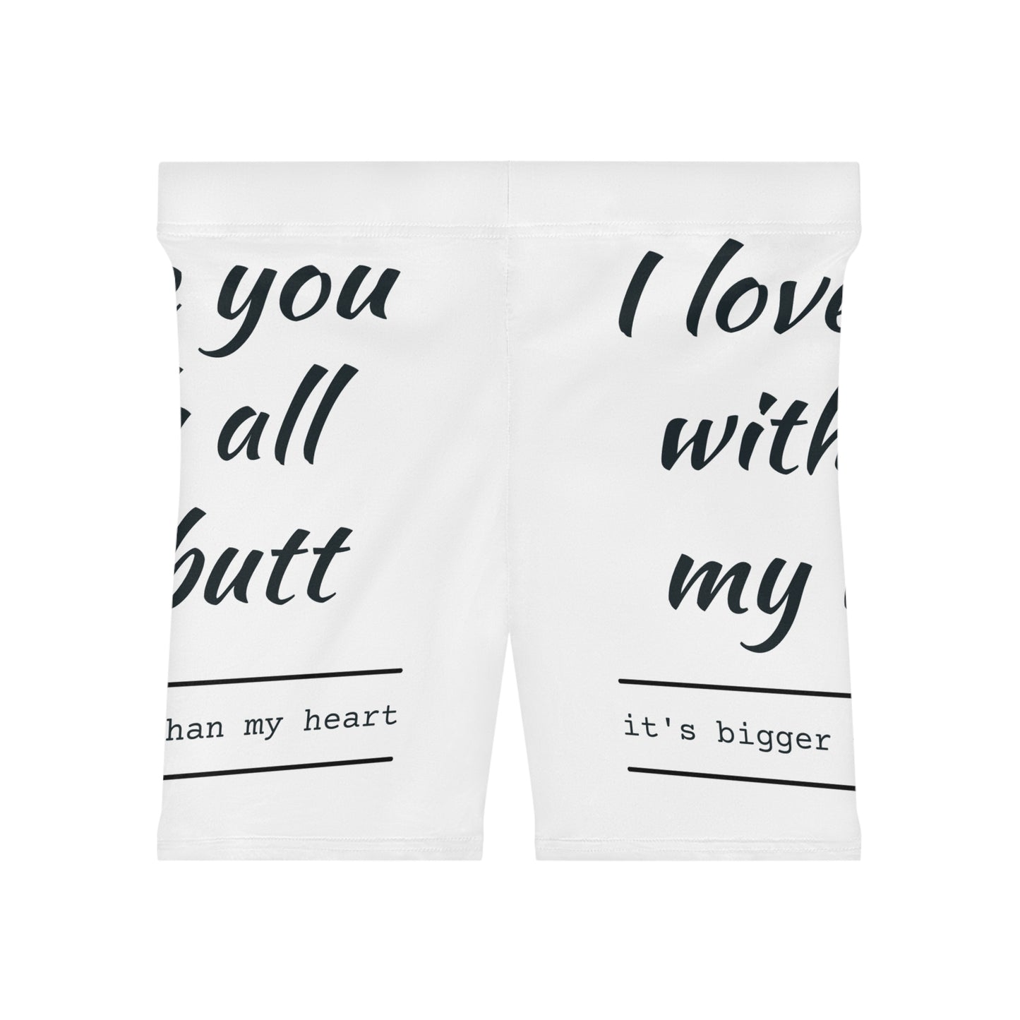 Funny Love/White Base, Women's Biker Shorts (AOP)