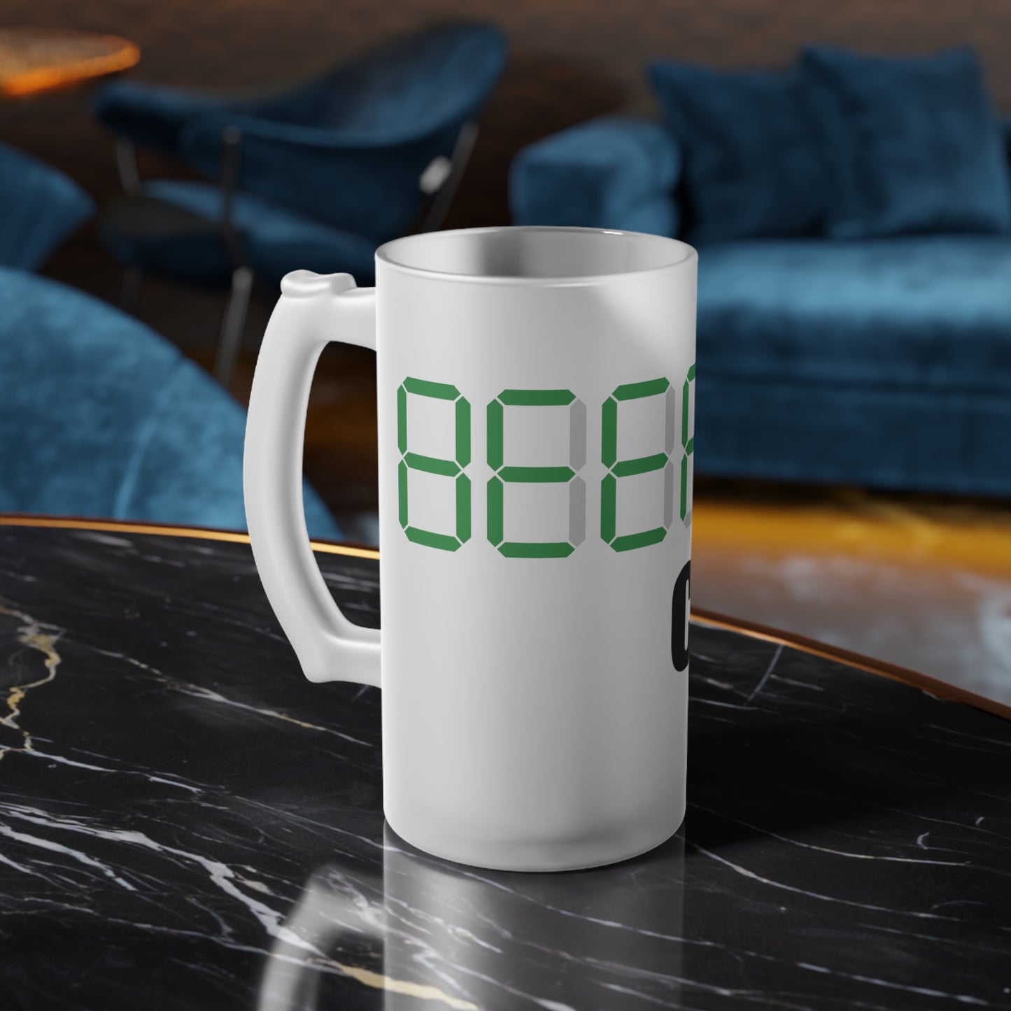 BEER CLOCK Frosted Glass Beer Mug