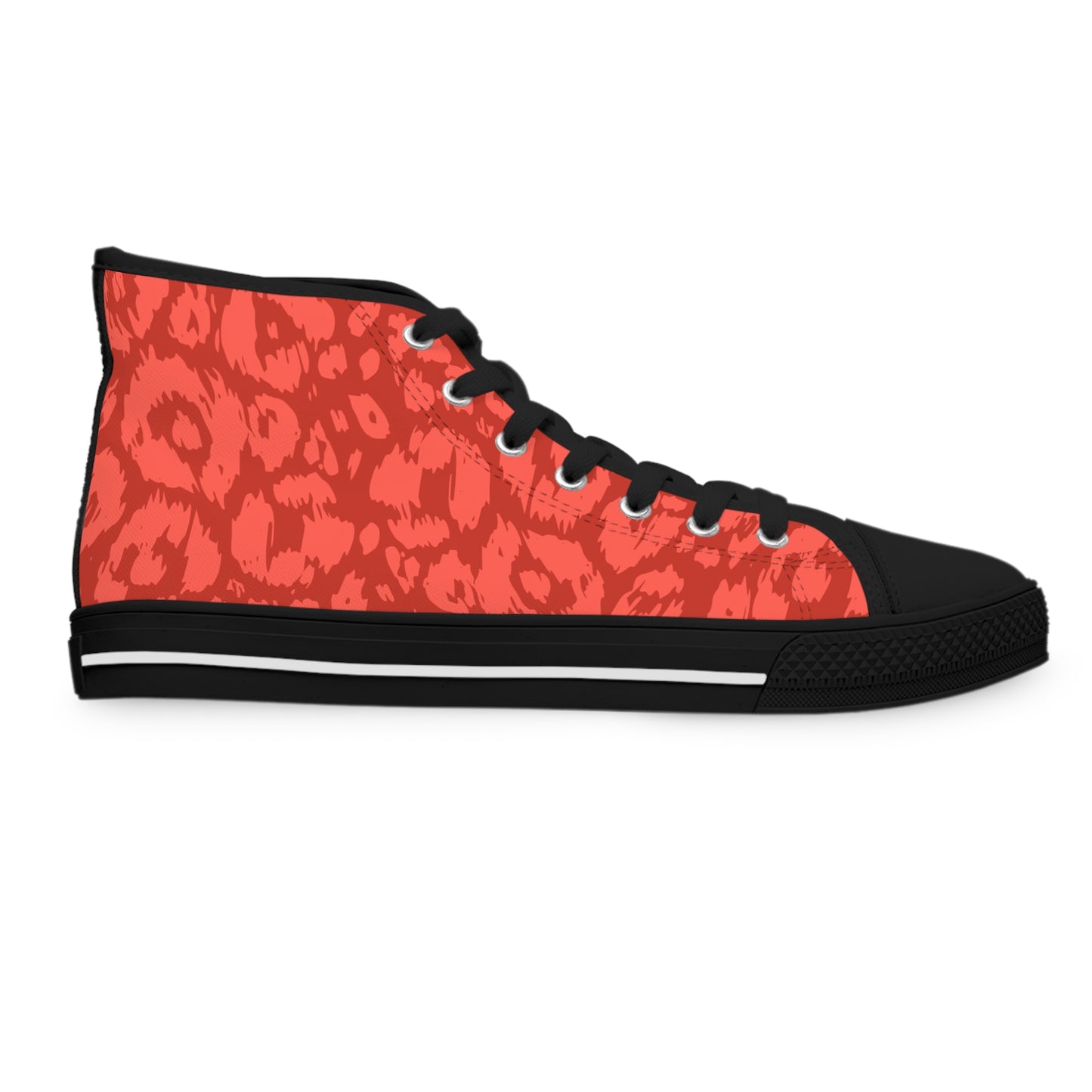 Red Colored Leopard print Design, Women's High Top Sneakers
