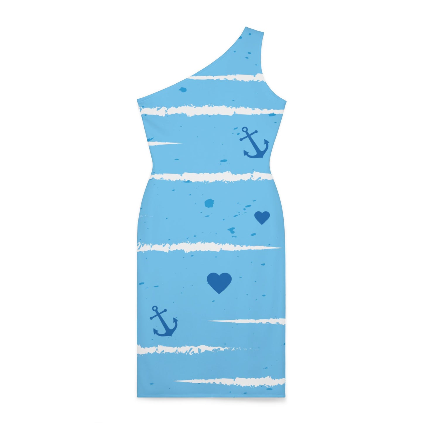 Sexy Sea Printed, Shoulder Dress (AOP)