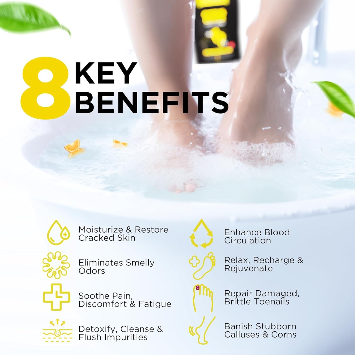 Citrus Detox Foot Soak with Epsom Salt - Pack of 2 - Removes Foot Callus, Boost Immune, Helps Treat Athletes Foot, Inflammation, Tired, Aching Feet and Toenail Inflammation