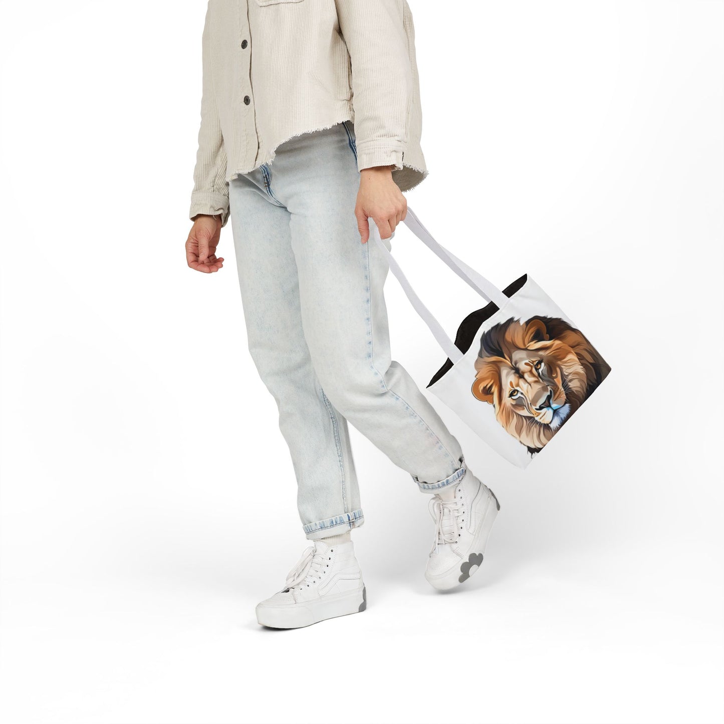 Lion Head, Canvas Tote Bag, 5-Color Straps
