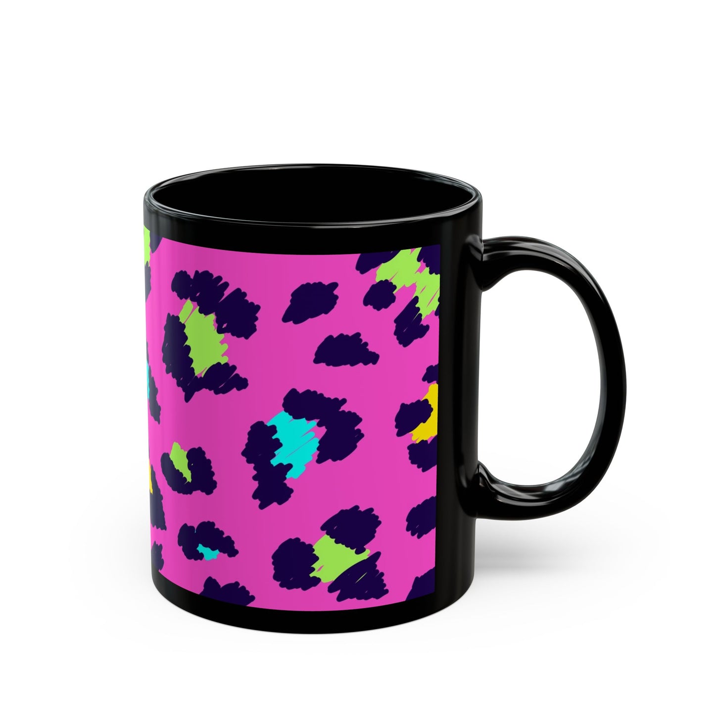 Hot Pink/Spotted, Black Mug (11oz, 15oz)