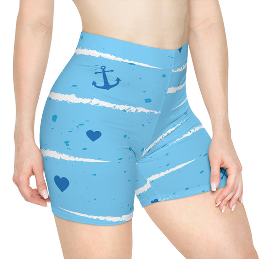 Sea Print, Women's Biker Shorts (AOP)