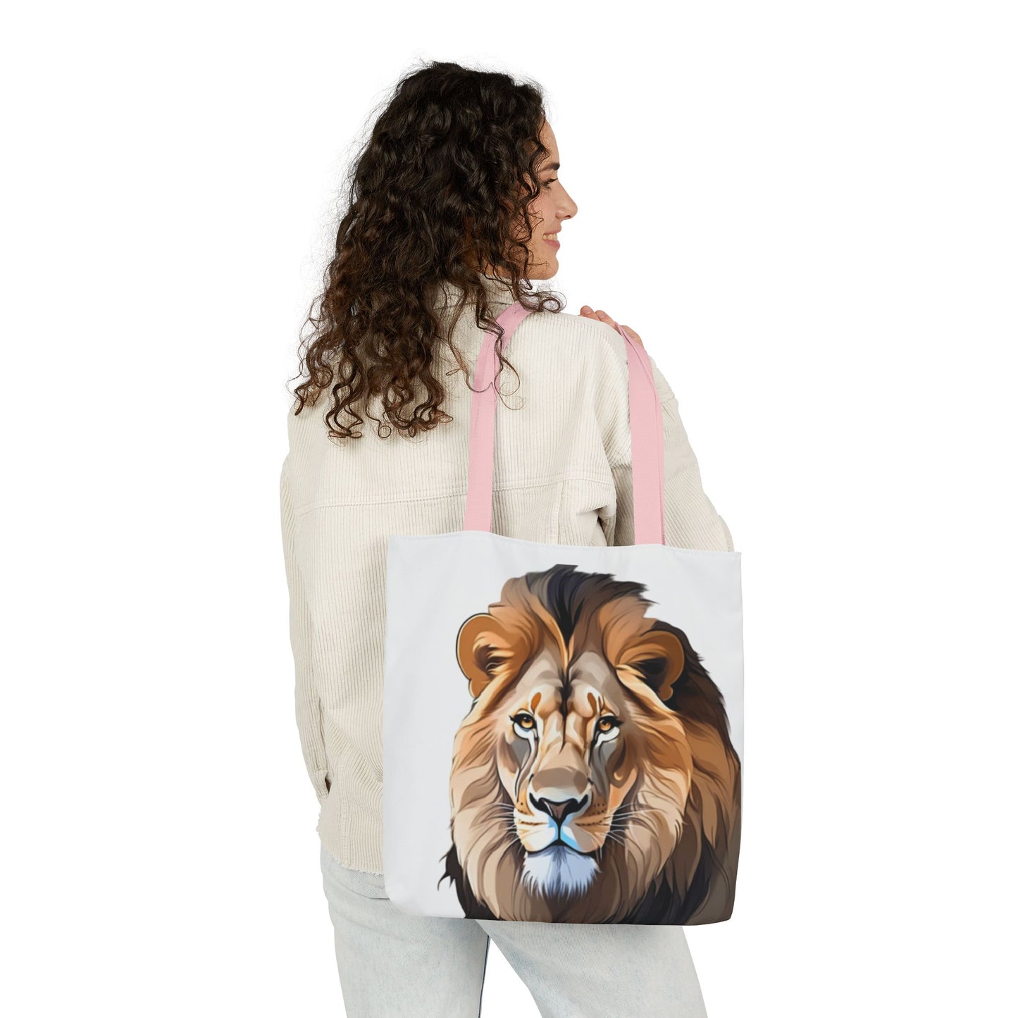 Lion Head, Canvas Tote Bag, 5-Color Straps