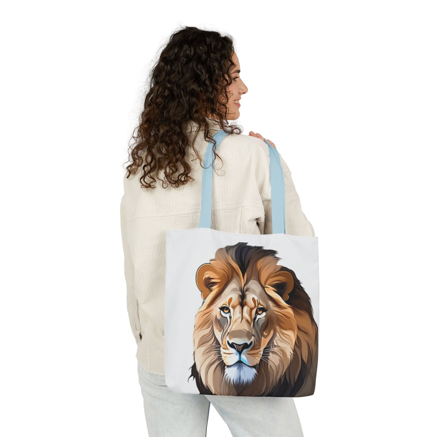 Lion Head, Canvas Tote Bag, 5-Color Straps