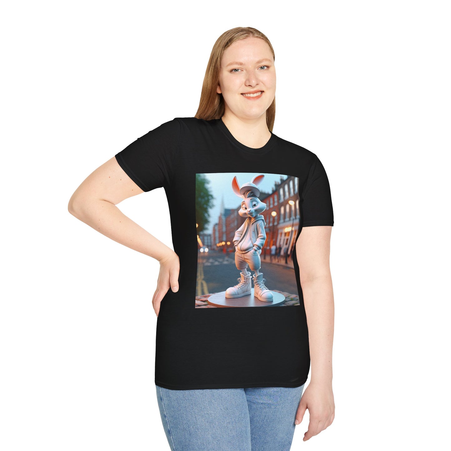 Cute Cartoon Rabbit Unisex Softstyle T-Shirt for Casual Wear