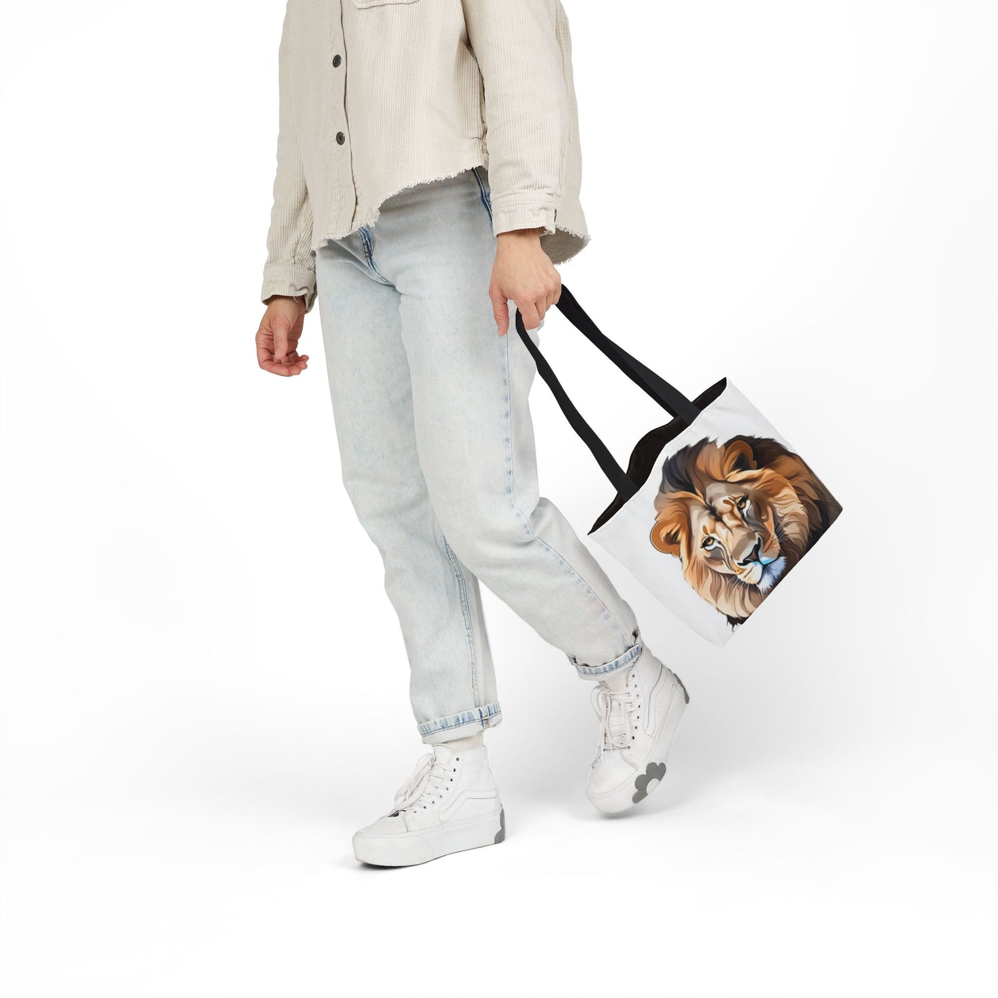 Lion Head, Canvas Tote Bag, 5-Color Straps