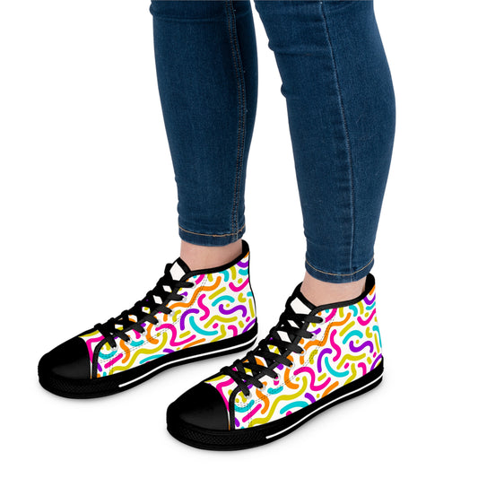 Colorful Noddle's Design, Women's High Top Sneakers