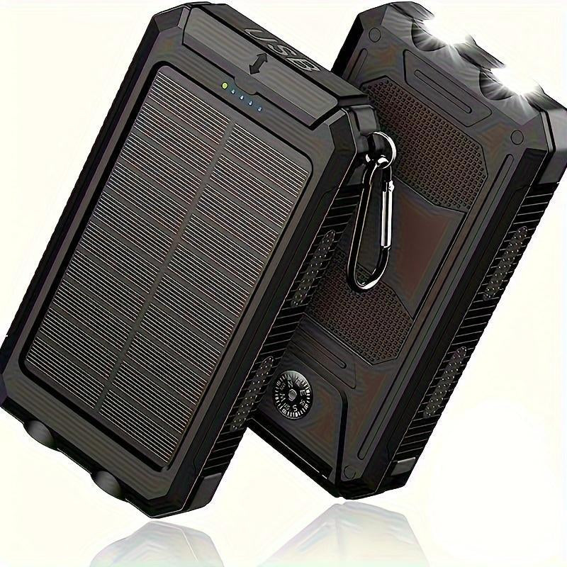 Portable Solar Power Bank, 1 Count 8000Mah Solar Charger with Double Bright LED Flashlight, Multifunction Power Banks for Outdoor Camping