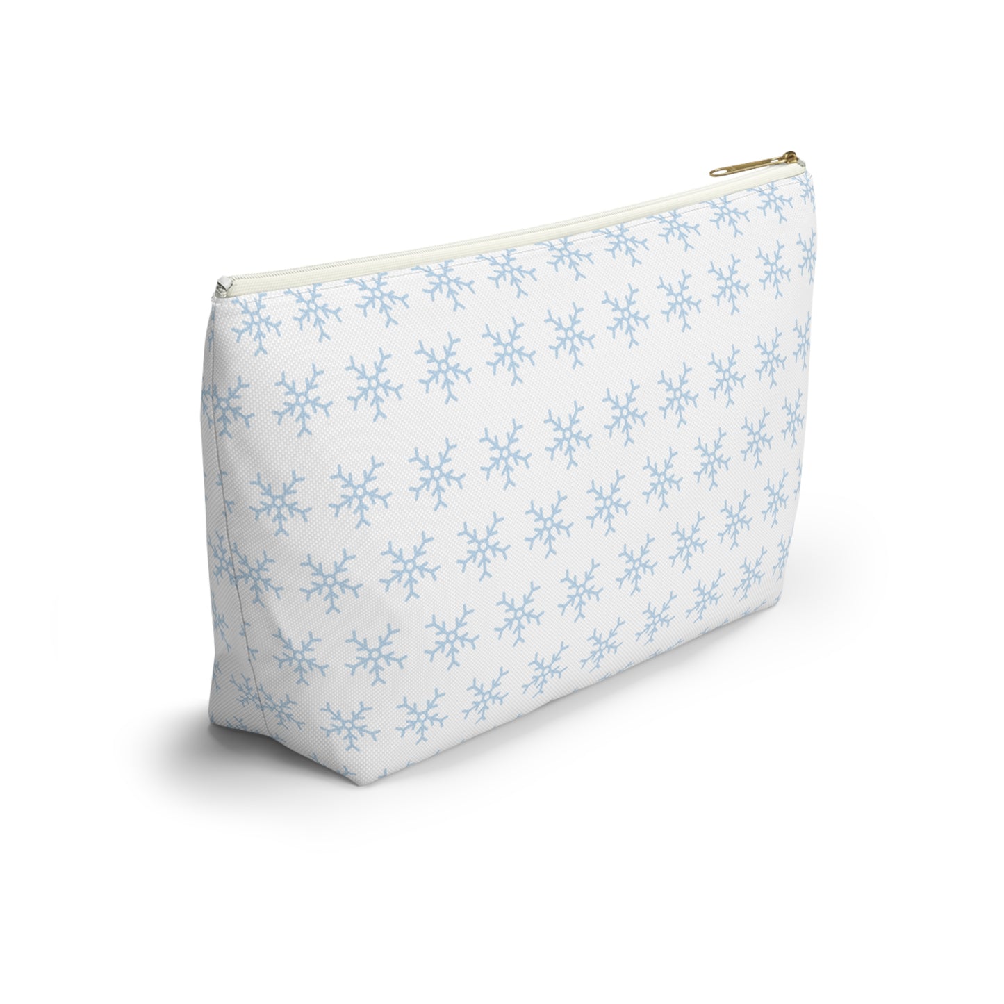 Make-up Accessory Pouch w T-bottom, Snowflakes Pattern. S/L
