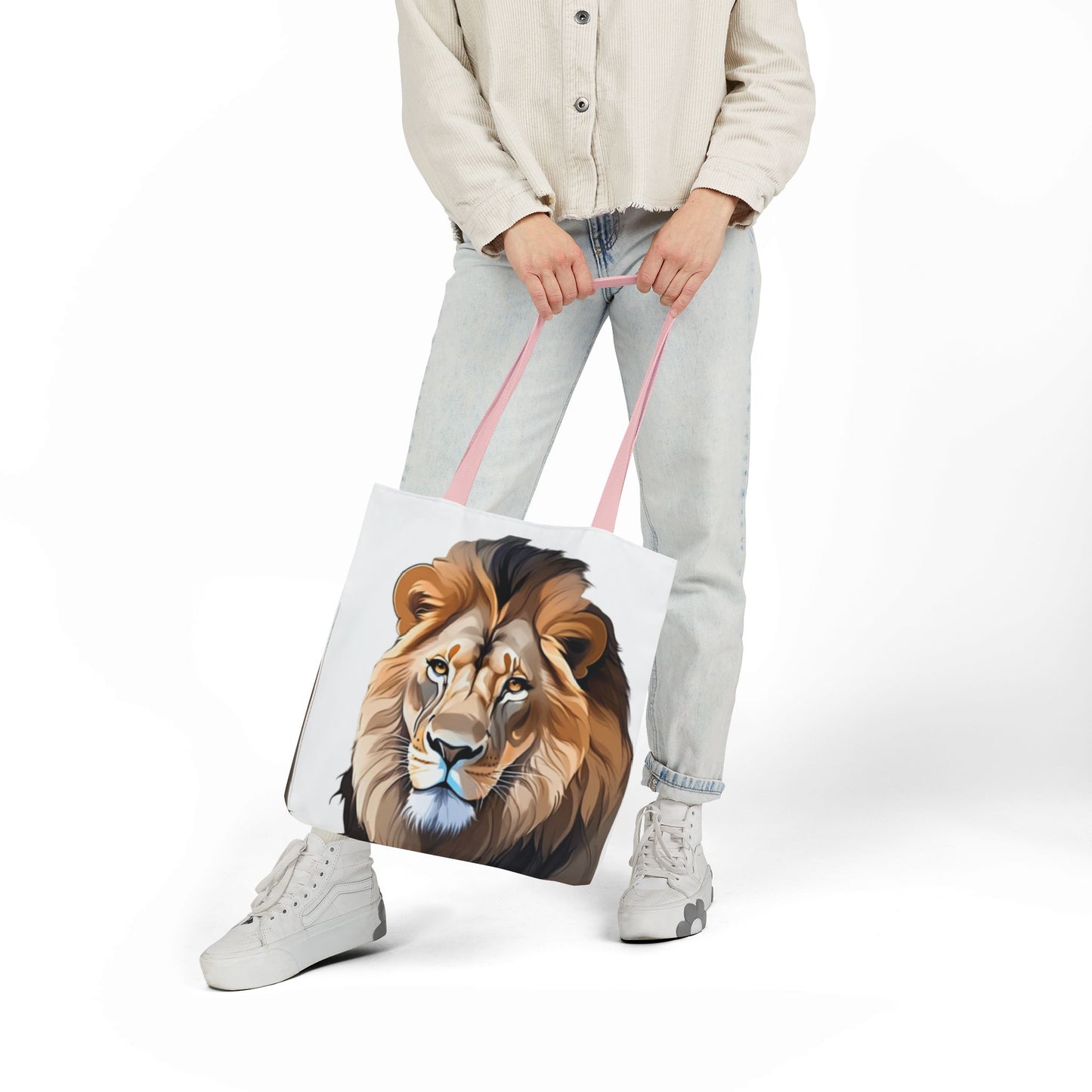 Lion Head, Canvas Tote Bag, 5-Color Straps