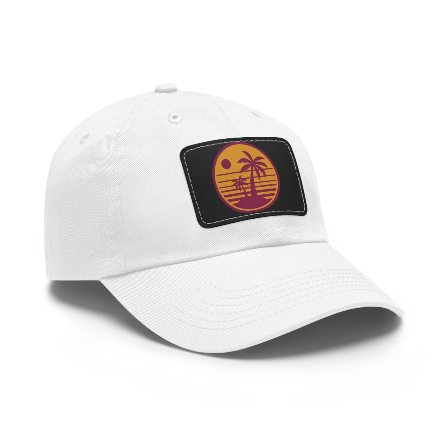 Palm Tree, Dad Hat with Leather Patch (Rectangle)