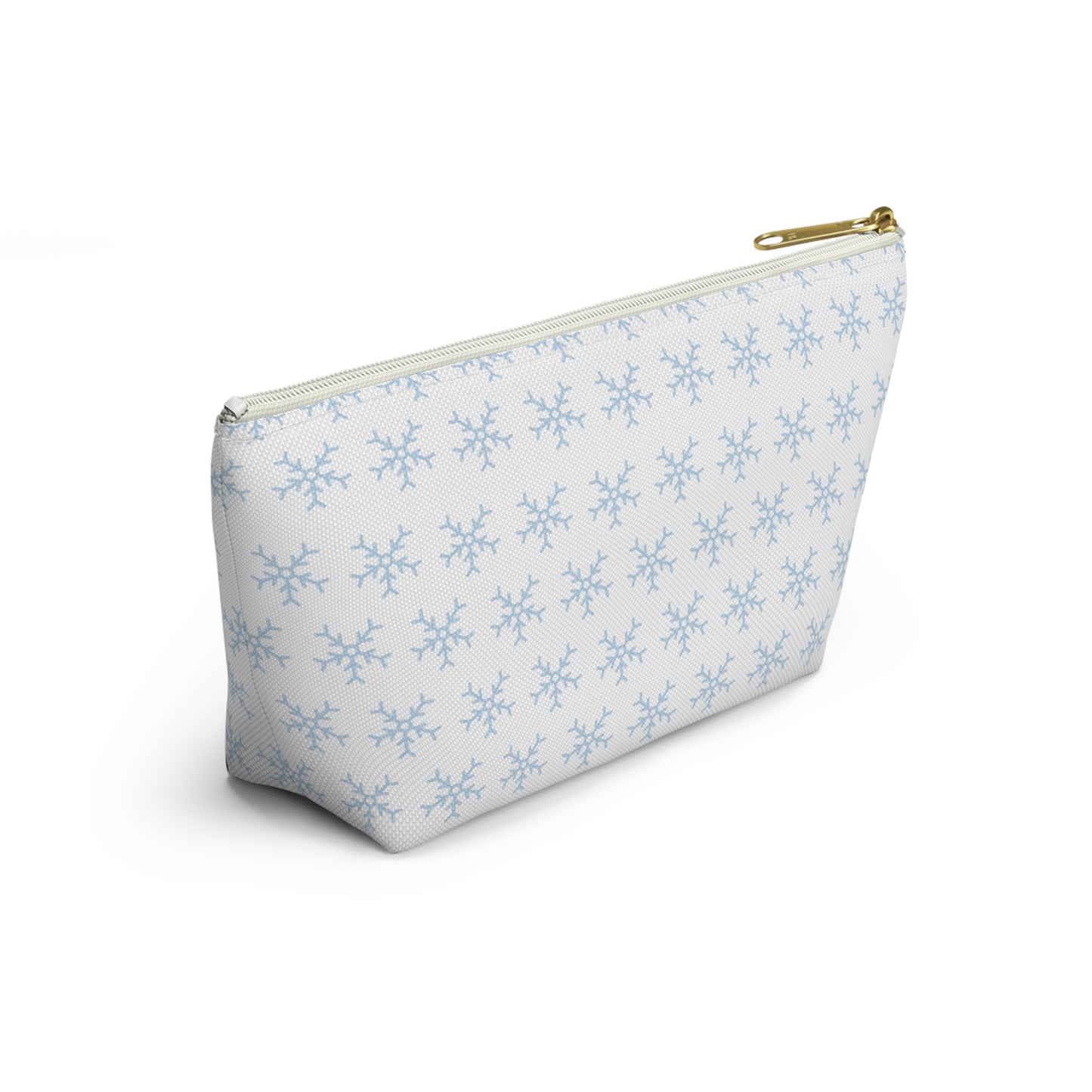 Make-up Accessory Pouch w T-bottom, Snowflakes Pattern. S/L