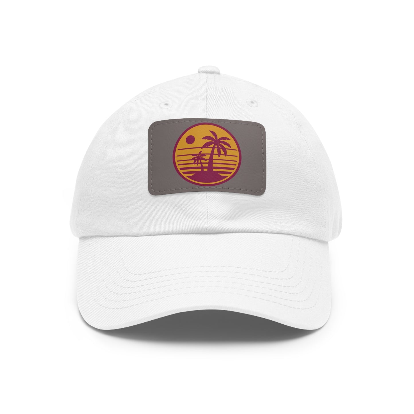 Palm Tree, Dad Hat with Leather Patch (Rectangle)