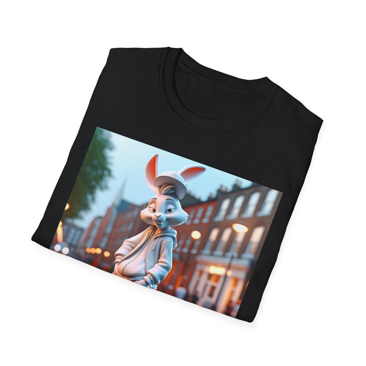 Cute Cartoon Rabbit Unisex Softstyle T-Shirt for Casual Wear