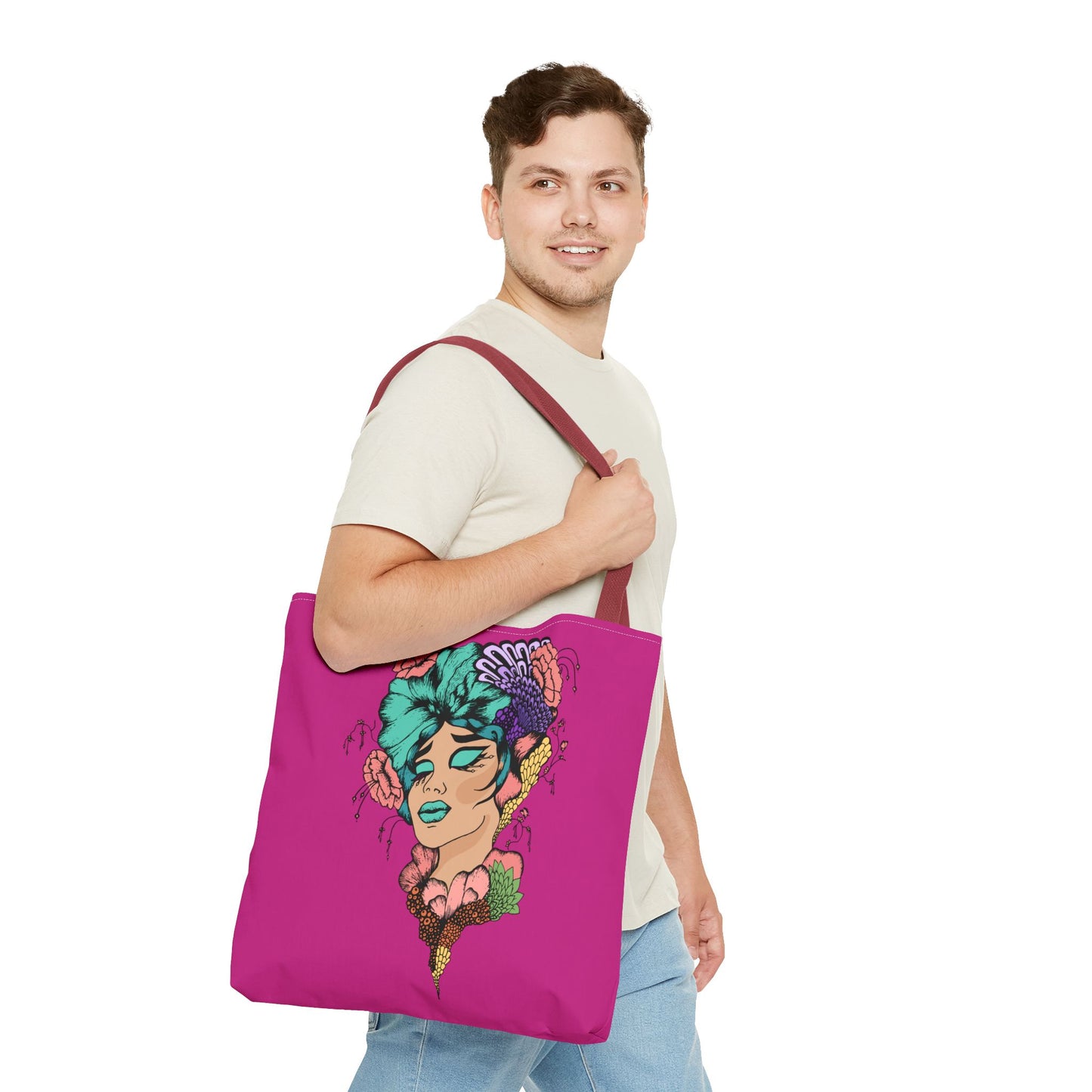 Fruitful Face, (Hot Pink)Tote Bag (AOP)