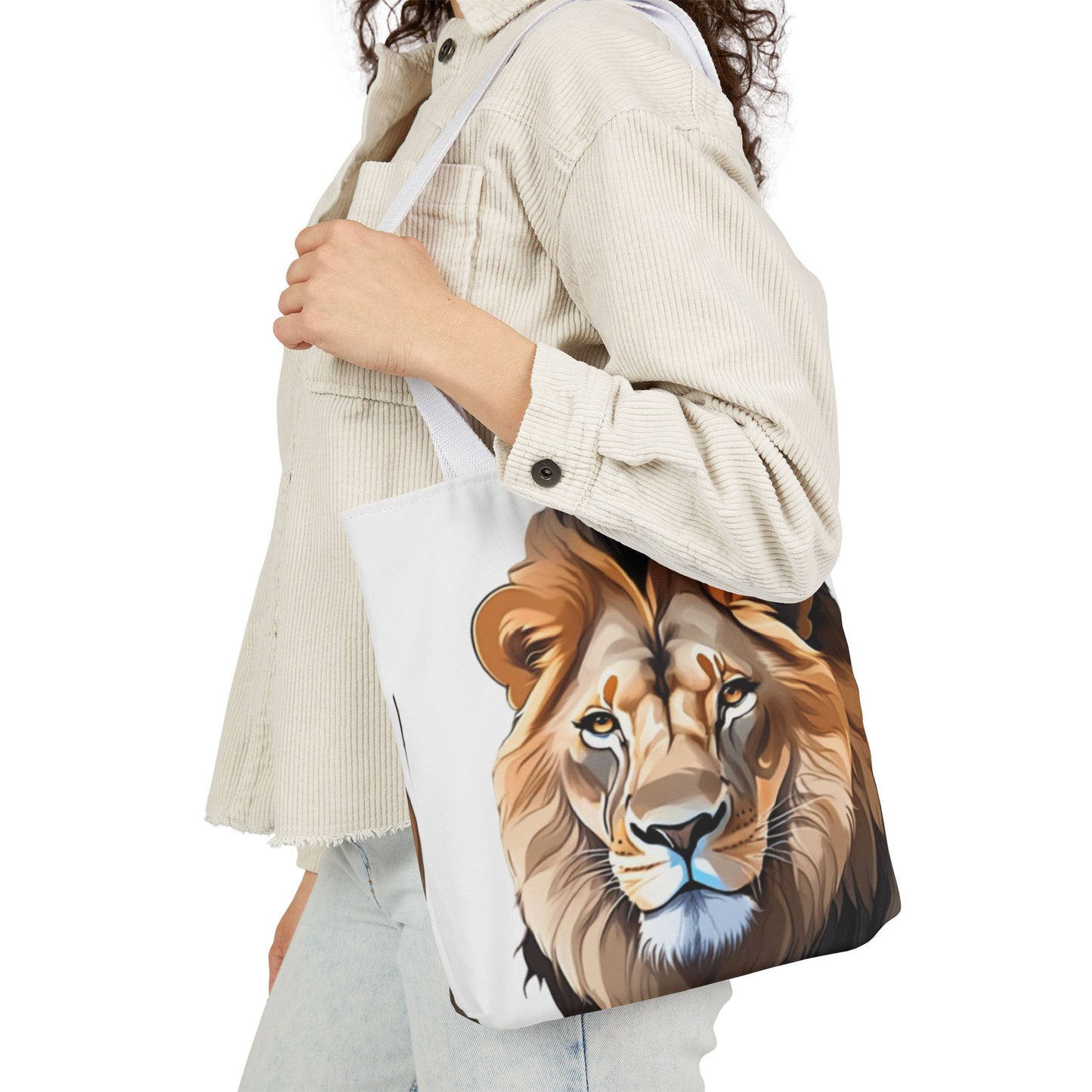 Lion Head, Canvas Tote Bag, 5-Color Straps