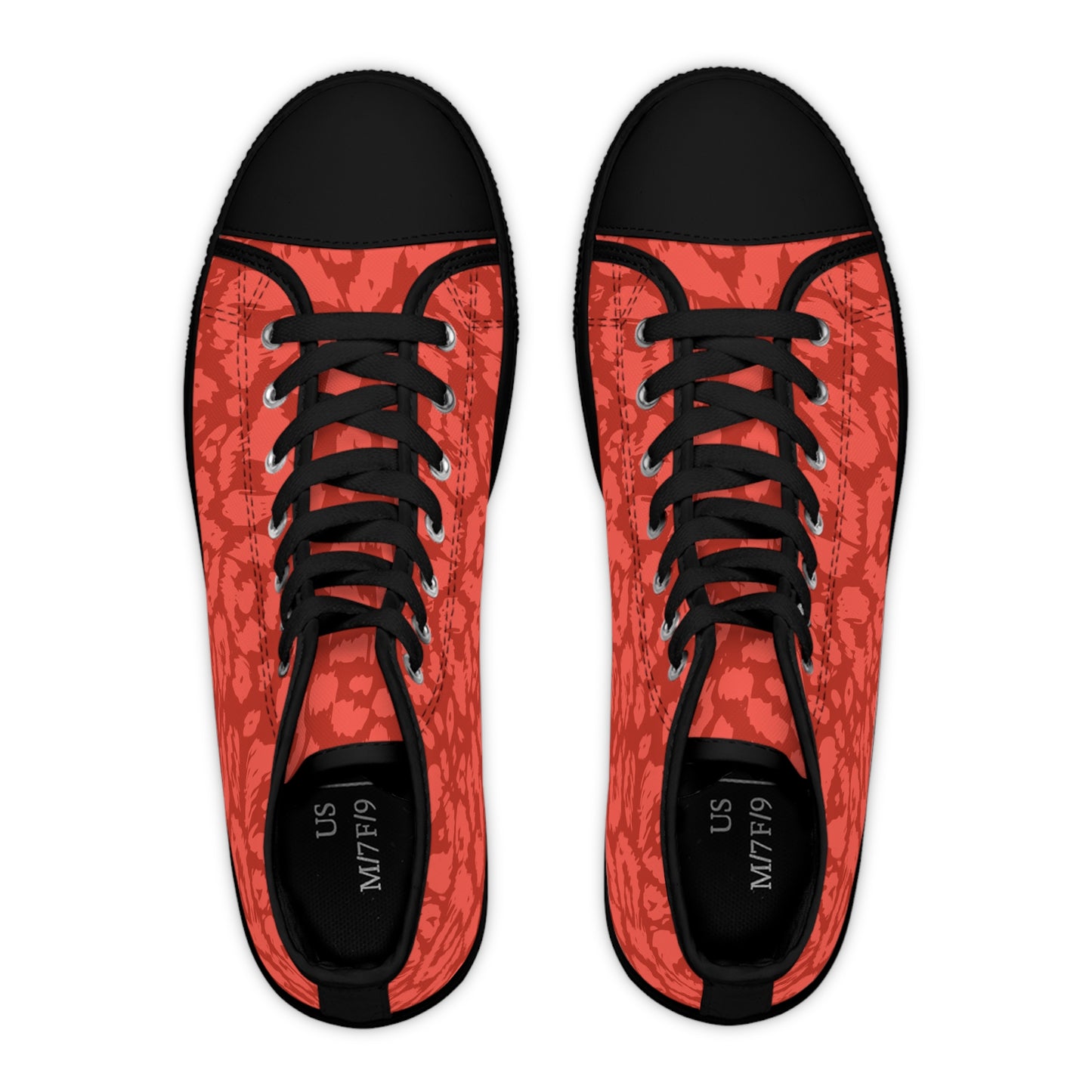 Red Colored Leopard print Design, Women's High Top Sneakers