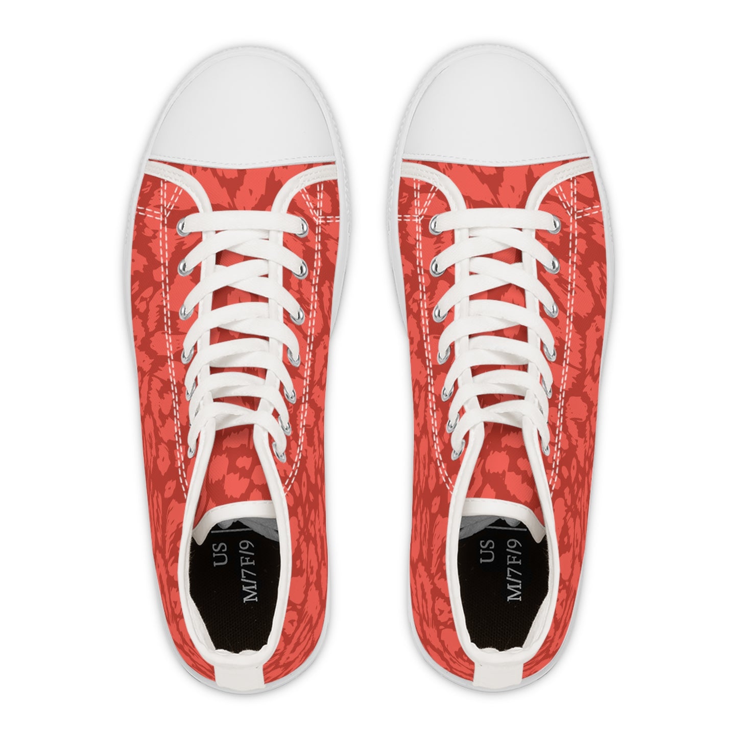 Red Colored Leopard print Design, Women's High Top Sneakers