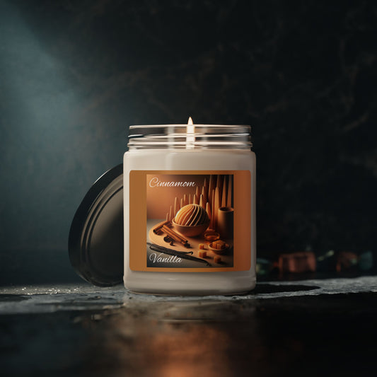 Cinnamon & Vanilla Scented Soy Candle, 9oz