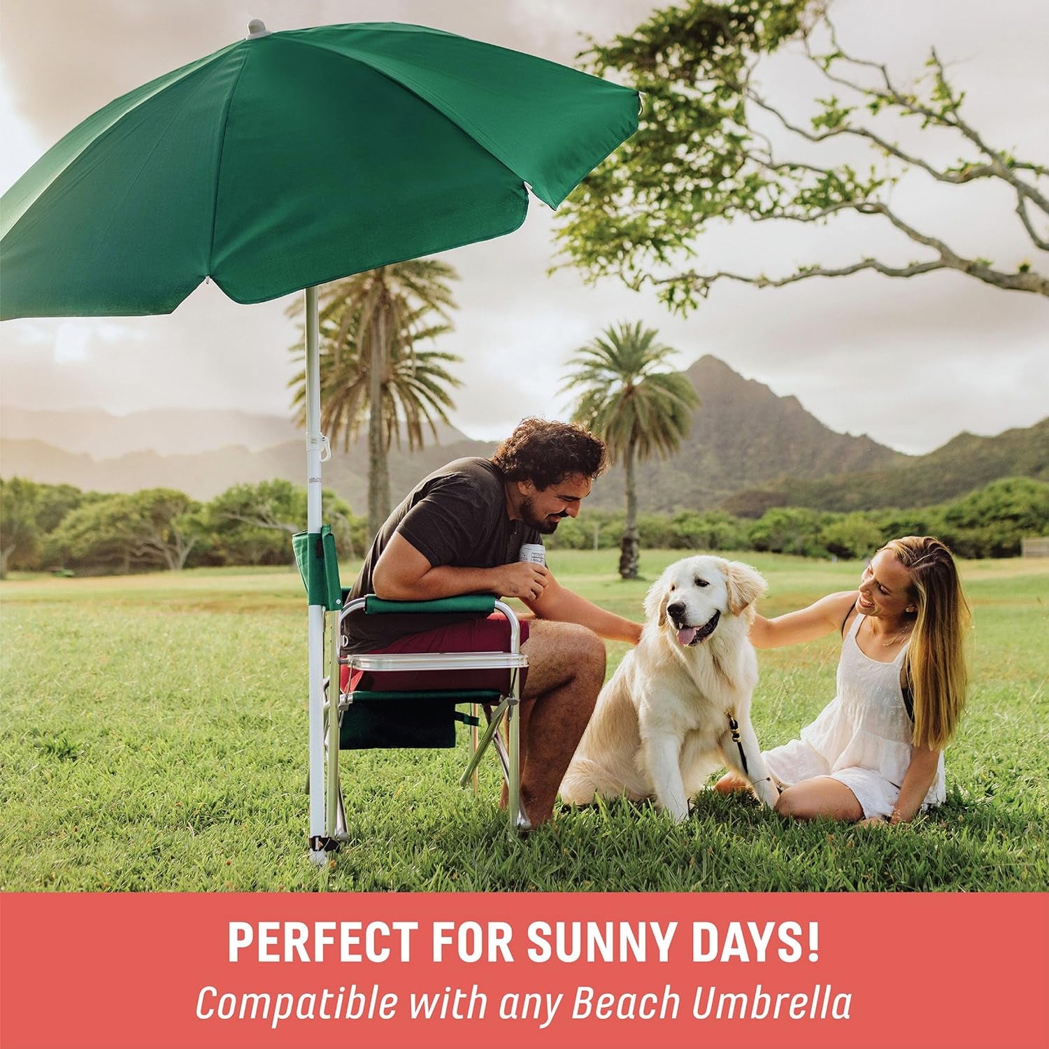 ONIVA - a Picnic Time Brand - Sports Chair with Side Table, Beach Chair, Camp Chair for Adults, (Red)