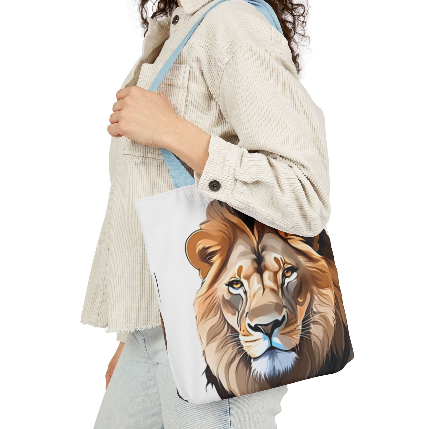 Lion Head, Canvas Tote Bag, 5-Color Straps