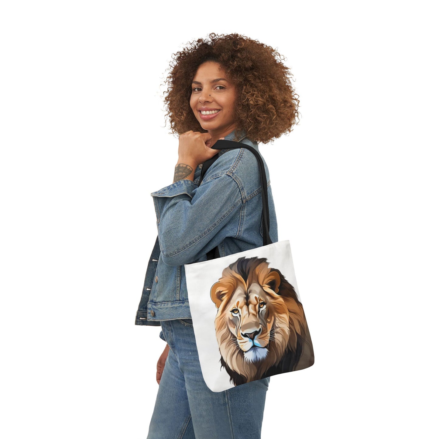 Lion Head, Canvas Tote Bag, 5-Color Straps