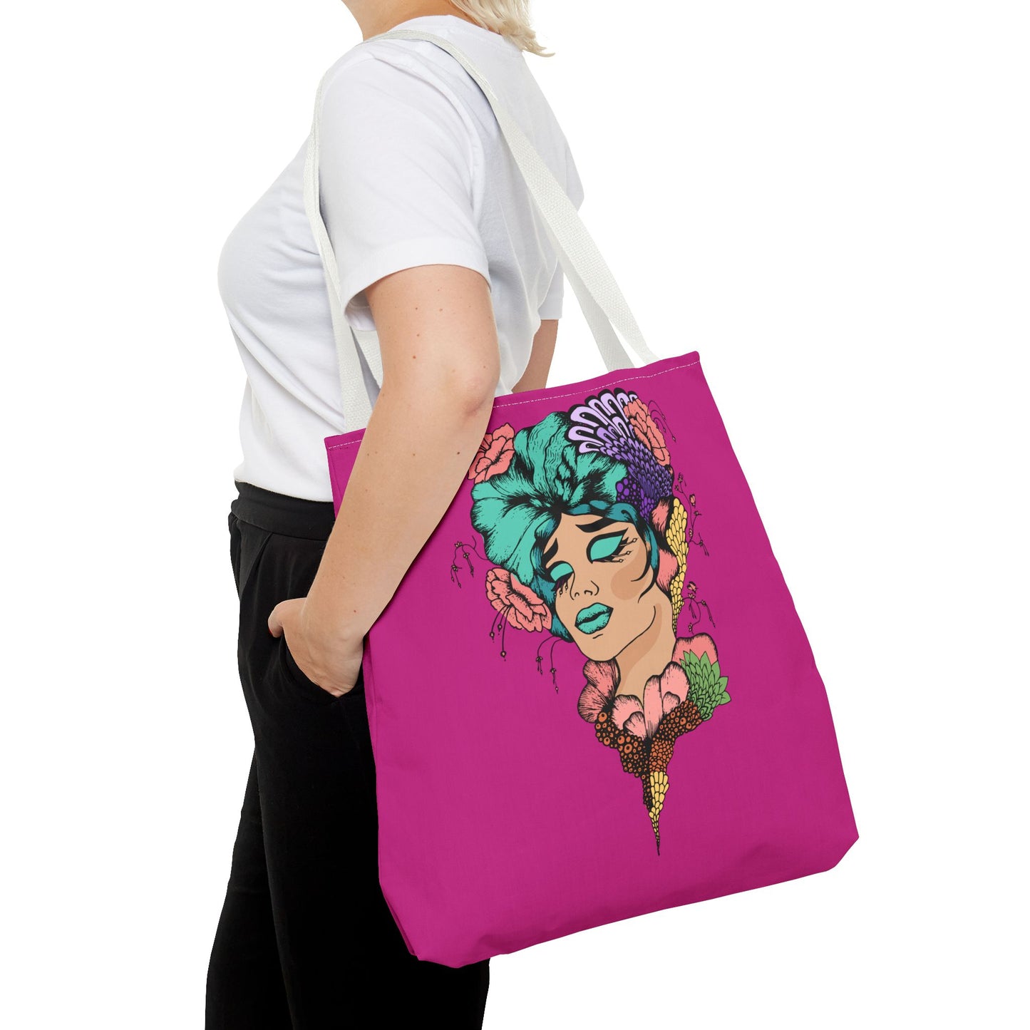 Fruitful Face, (Hot Pink)Tote Bag (AOP)