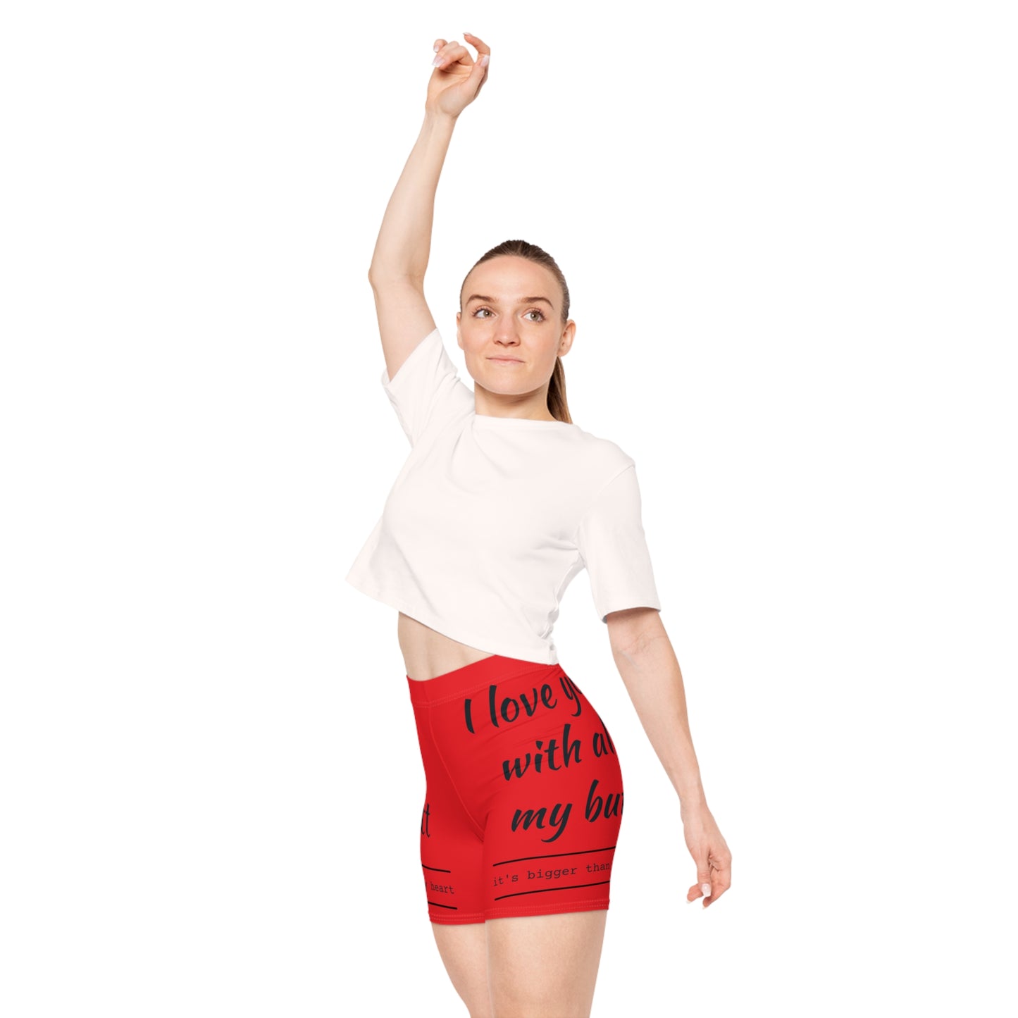 Copy of Funny Love/White Base, Women's Biker Shorts (AOP)