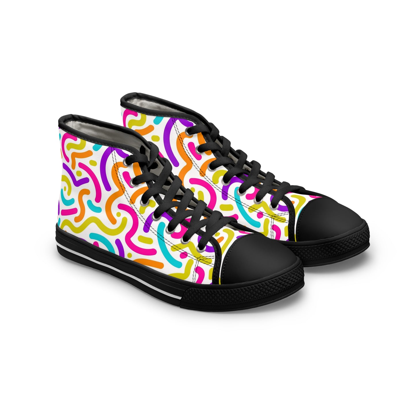 Colorful Noddle's Design, Women's High Top Sneakers