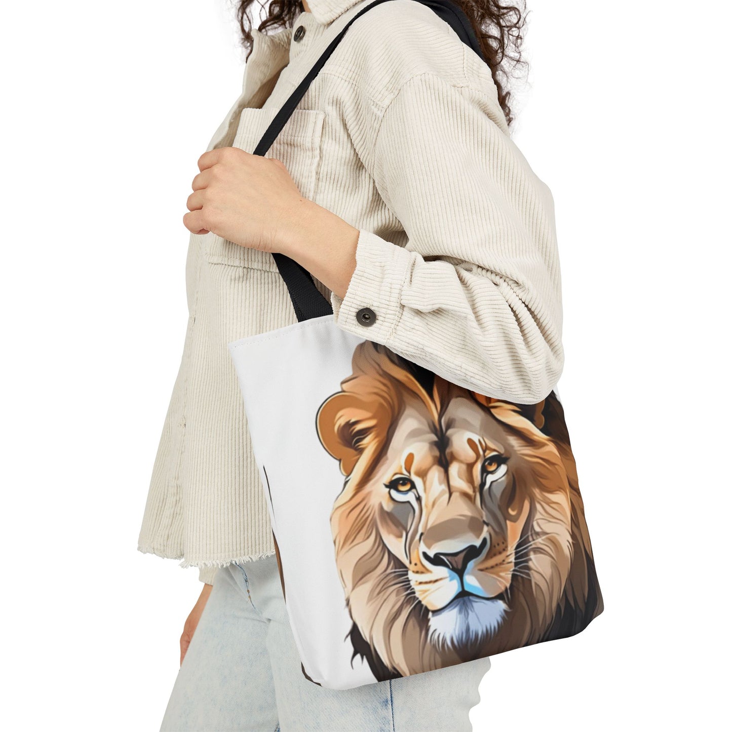 Lion Head, Canvas Tote Bag, 5-Color Straps