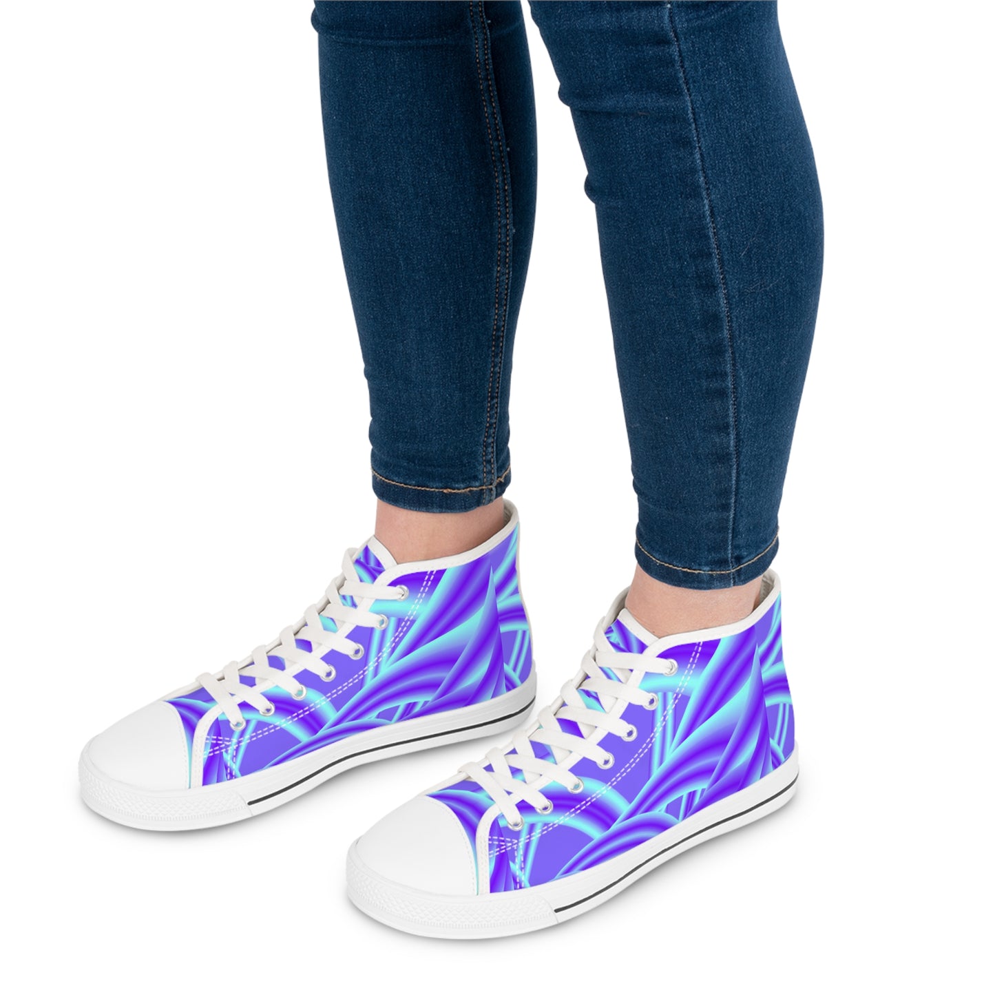 Tube lighting (Blue) print Design, Women's High Top Sneakers